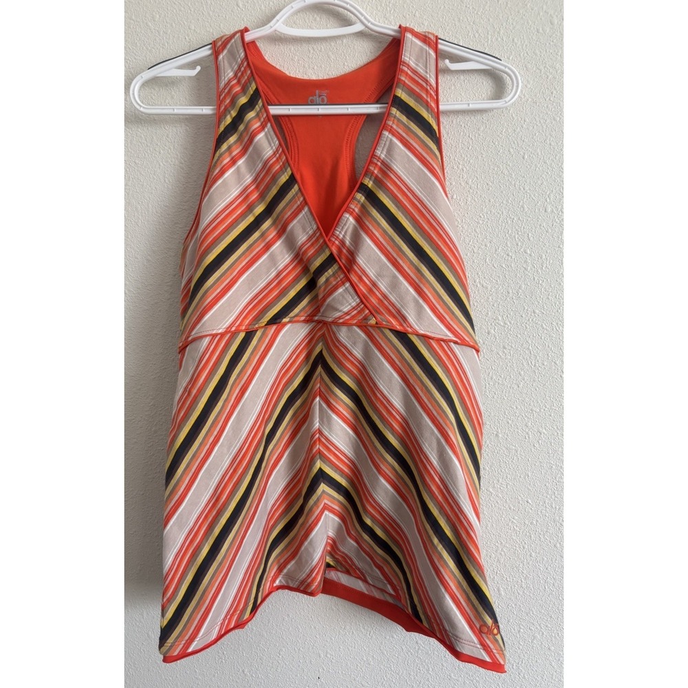 Alo Sport W2163R Women's XL Striped Crossover Tank Top NWT